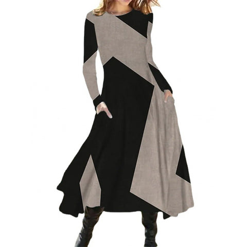 Retro style fashion autumn and winter long-sleeved super pendulum long dress m300863