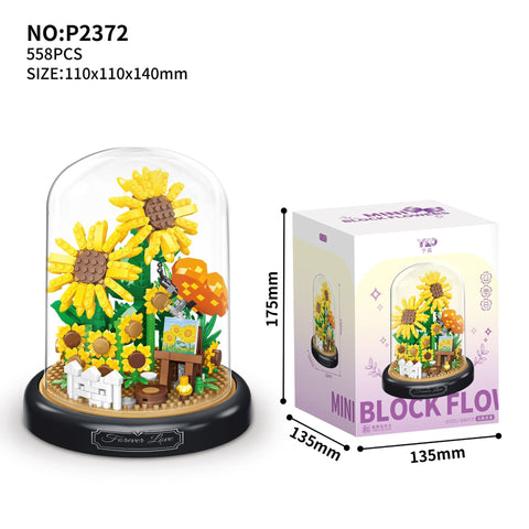 New Assembling Building Block Bouquet Micro Grain Rose Sunflower Ornament M3330979