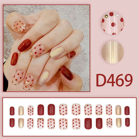 Elegant and fresh temperament wind manicure ice transparent rhinestone removable wearable nail m5010688