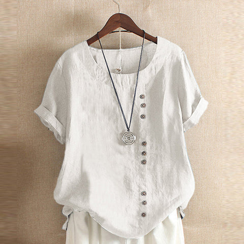 Loose cotton and linen T-shirt cotton and linen women's clothing m300111