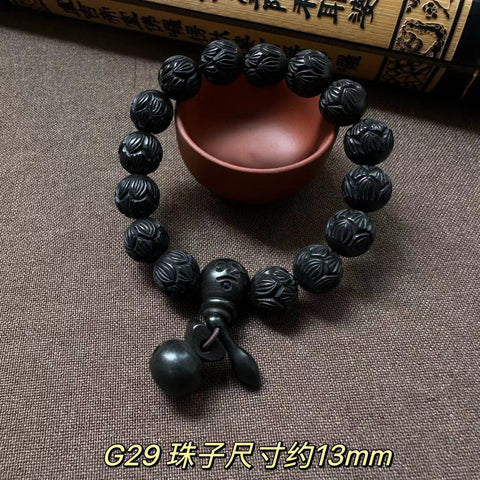 Lightning strike jujube Buddha bead bracelet, engraved six-character mantra hand bead wooden Wenwan bracelet m3331239