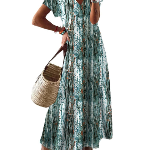 Bohemian print big swing dress m300011