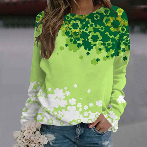 Crew neck printed women's long-sleeved sweater m300913