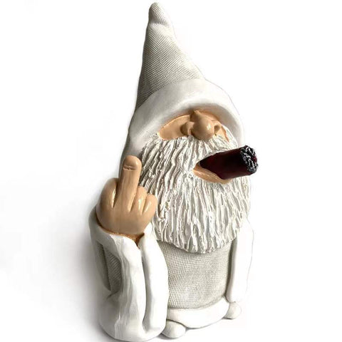 Garden smoking dwarf resin handicraft statue of white bearded elderly man m3330989