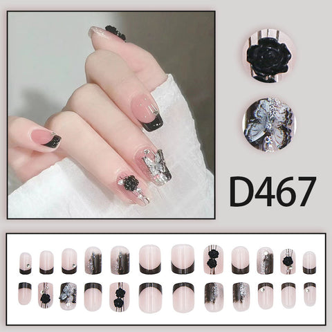 Elegant and fresh temperament wind manicure ice transparent rhinestone removable wearable nail m5010688