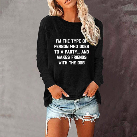 Loose round neck foreign trade printing long-sleeved women's T-shirt top m300920