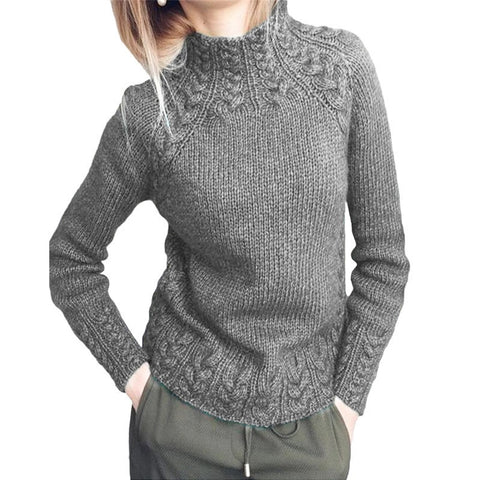 Women's sweater solid color twist sweater knitted m300504