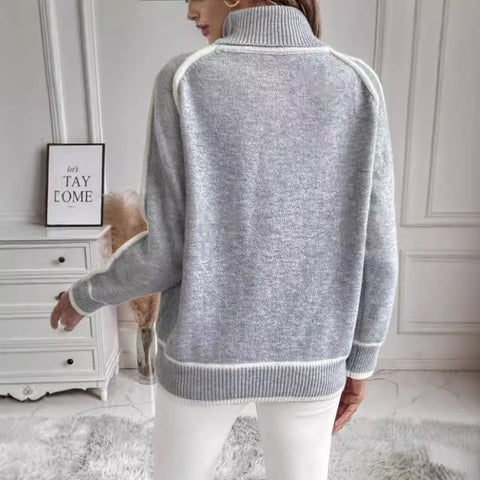 Pullover long-sleeved turtleneck top solid color loose casual versatile sweater m300605