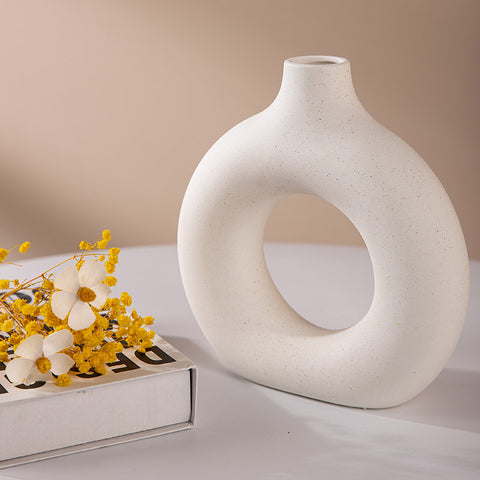 Circled ceramic vase ornament, living room flower arrangement, m33311014