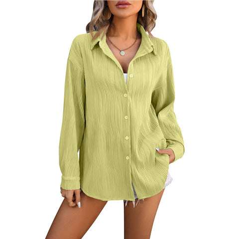 Wave texture loose fashion shirt women m300962