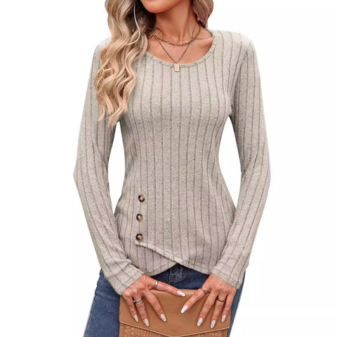 Waist round neck tight long-sleeved top m300529