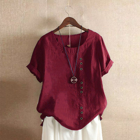 Loose cotton and linen T-shirt cotton and linen women's clothing m300111