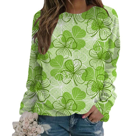 Crew neck printed women's long-sleeved sweater m300913