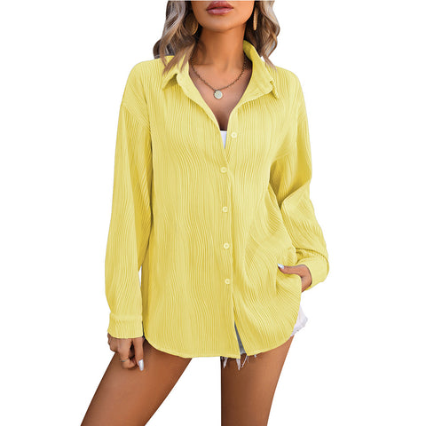 Wave texture loose fashion shirt women m300962