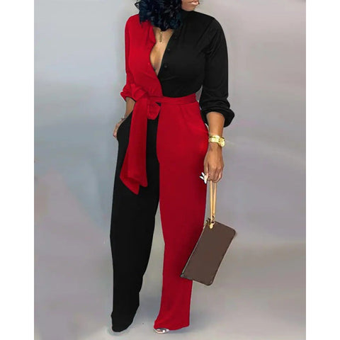 Loose plus Size Jumpsuit High Waist Casual Straight-Leg Jumpsuit Euro M300189