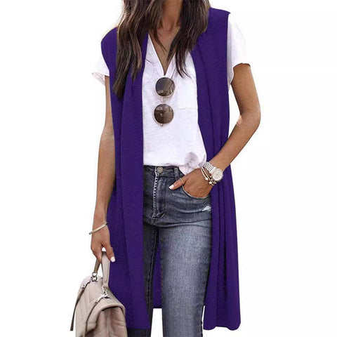 Cardigan Fashion Trendy Mid-Length Sleeveless Vest Female M300300