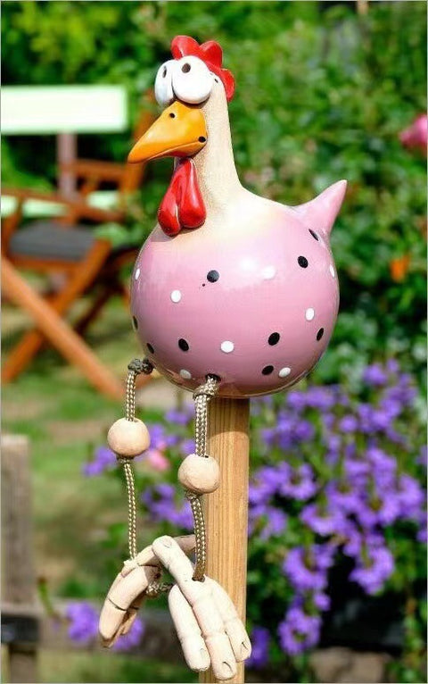 Long-legged chicken spring breath fence resin ornaments m3330987