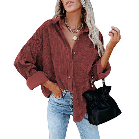 Loose Casual Corduroy Shirt Women's M300964