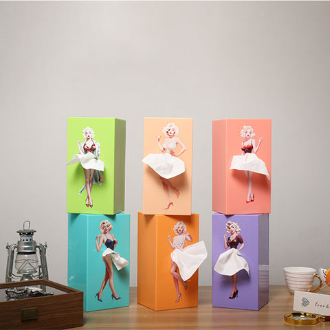 Cartoon anime girl tissue box flying skirt tissue box pod skirt girl face pumping carton cute desktop decorative ornament m5010683