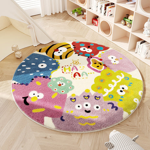 Cartoon Monster Imitation Cashmere Carpet Round Bedside Carpet Hanging Basket Rotating Chair Floor Mat M3331026