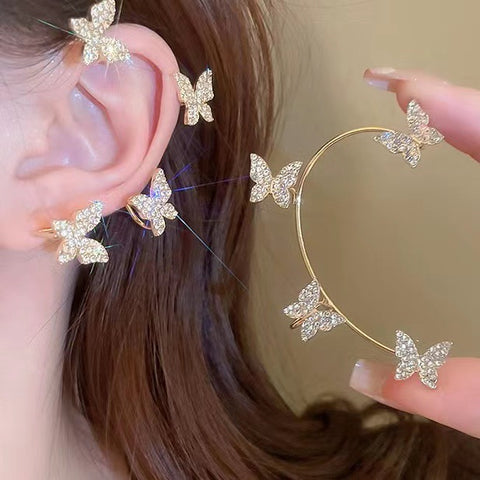 Light luxury butterfly ear hangings with high-end sense of integrated earrings m3331087