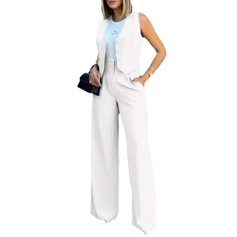 Fashion suit vest vest wide-leg pants casual suit m300059