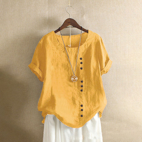 Loose cotton and linen T-shirt cotton and linen women's clothing m300111