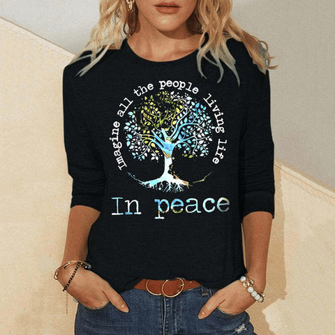 Digital printing long-sleeved autumn T-shirt women's color-changing T-shirt women's m300755