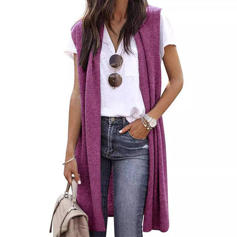 Cardigan Fashion Trendy Mid-Length Sleeveless Vest Female M300300