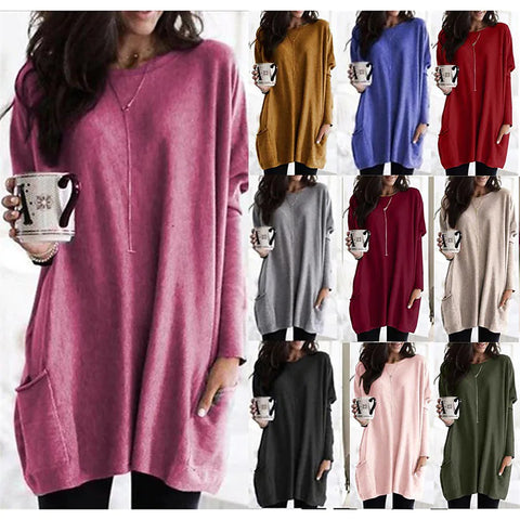 Long Sleeve Casual Pocket T-shirt Top M300172