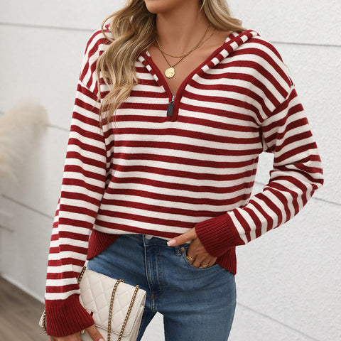 Autumn v-neck striped pullover knitted sweater m300805