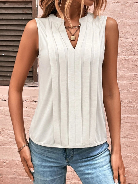 Fashion temperament elegant pleated V-neck vest women's top T m300879