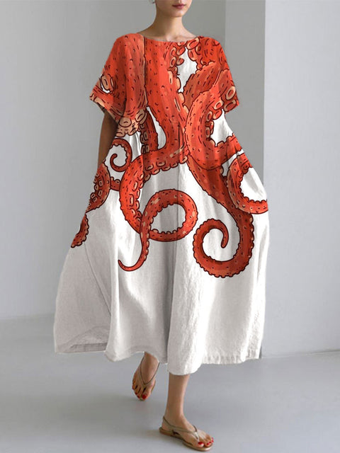 Loose new retro floral loose women's printed long dress m300916