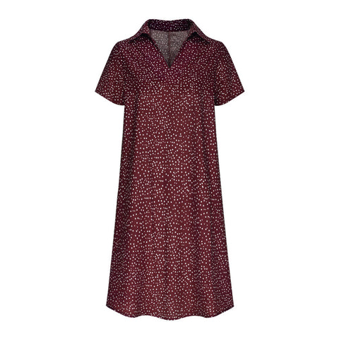 Long dress casual loose V-neck printed polka dot shirt dress m300919