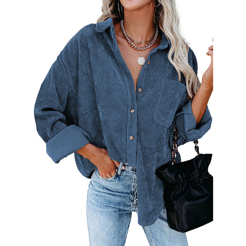 Loose Casual Corduroy Shirt Women's M300964