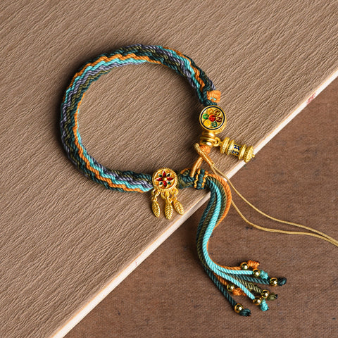 Hand-woven Tibetan hand rope Zakiram hand rope Green Tara fifth master thangka bracelet Tibetan hand rope female m3331256