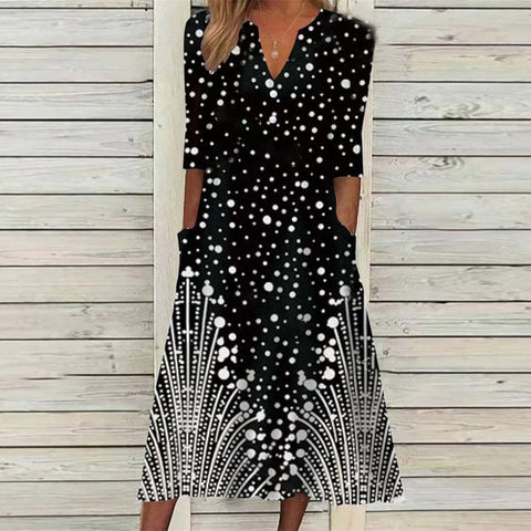 Printed Button Half Sleeve Dress M300188