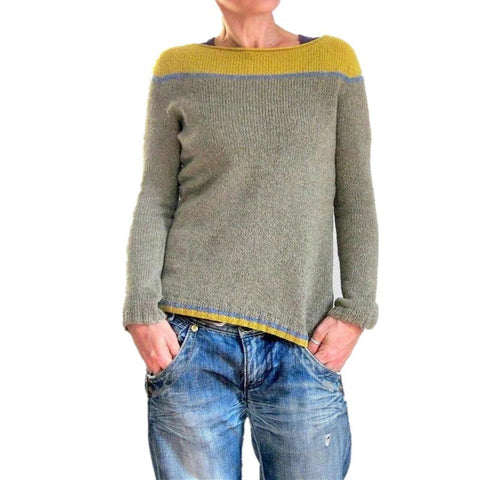 Crew neck color matching loose fashion pullover knitted sweater m300485