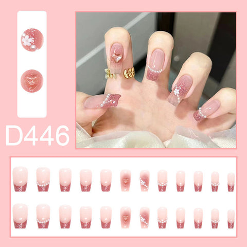 Elegant and fresh temperament wind manicure ice transparent rhinestone removable wearable nail m5010688