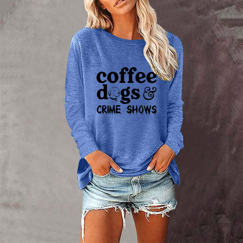 Loose round neck foreign trade printing long-sleeved women's T-shirt top m300920