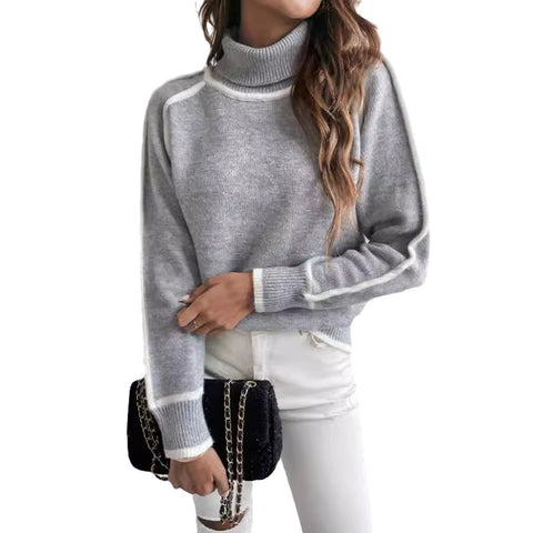 Pullover long-sleeved turtleneck top solid color loose casual versatile sweater m300605