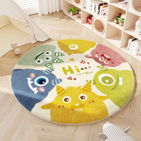 Cartoon Monster Imitation Cashmere Carpet Round Bedside Carpet Hanging Basket Rotating Chair Floor Mat M3331026