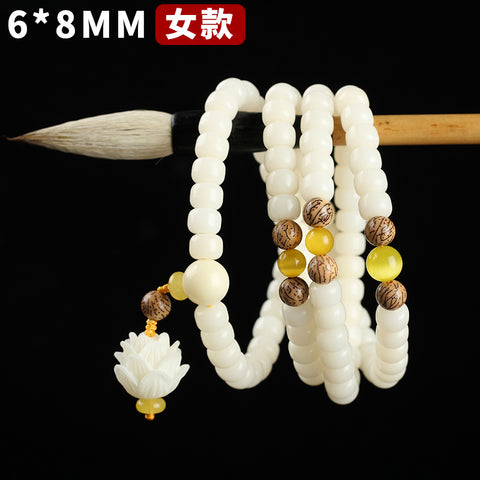 Natural White Jade Bodhi Bracelet 108 Buddha Beads Bracelet Ethnic Style Wenwan Bodhi m3331234