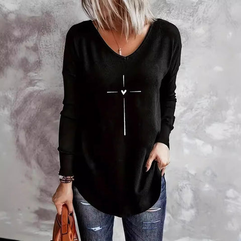 Autumn and winter hot-selling V-neck bottoming women's T-shirt long-sleeved m300896