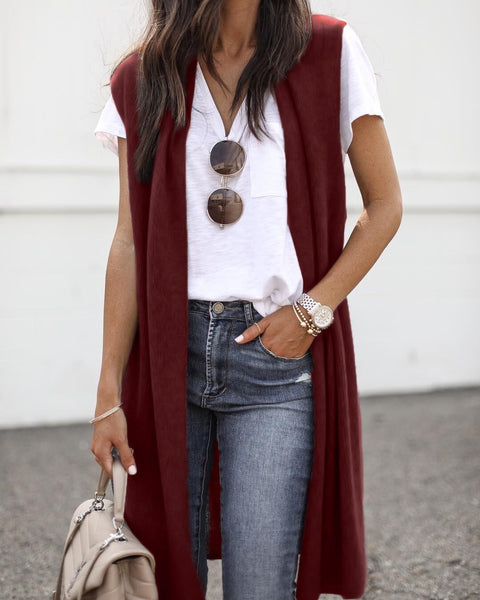 Cardigan Fashion Trendy Mid-Length Sleeveless Vest Female M300300