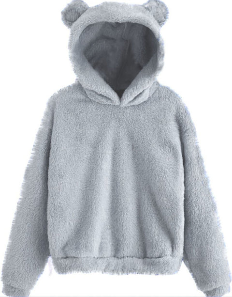 Autumn and winter new fluffy rabbit ears hooded warm sweater sweater m300469