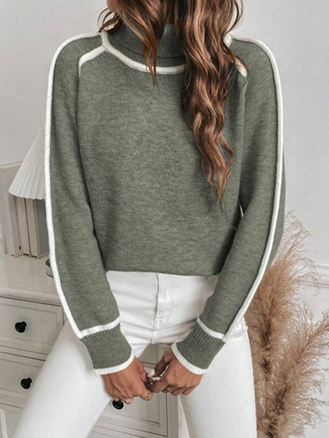 Pullover long-sleeved turtleneck top solid color loose casual versatile sweater m300605