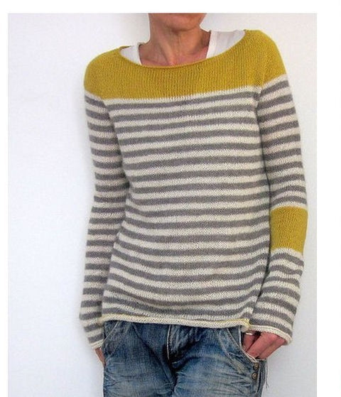 Crew neck color matching loose fashion pullover knitted sweater m300496