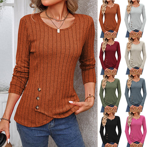 Waist round neck tight long-sleeved top m300529