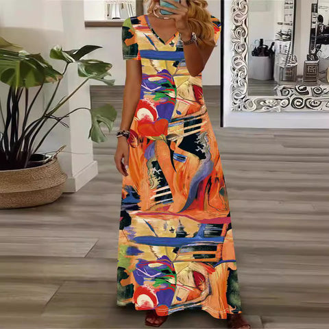 Printed fashion ethnic style dress women's m300005